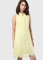 Soie Lemon Colored Embroidered Shift Dress