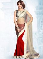 Sourbh Sarees Red Solid Saree