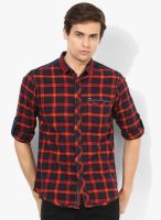 Spykar Red Checked Regular Casual Shirt