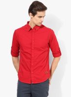 Spykar Red Solid Regular Casual Shirt