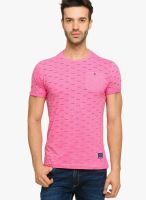 Status Quo Pink Printed Round Neck T-Shirts