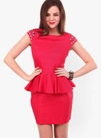 Street 9 Red Colored Embellished Bodycon Dress