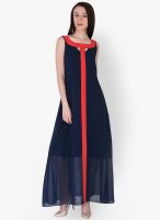 Sugar Her Blue Colored Solid Maxi Dress