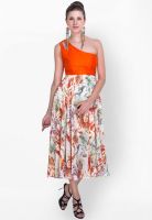Sugar Her Orange Colored Printed Maxi Dress