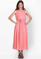 Sugar Her Peach Colored Solid Maxi Dress
