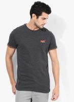 Superdry Black Solid Round Neck T-Shirts