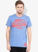 Superdry Blue Printed Round Neck T-Shirt