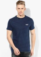 Superdry Blue Solid Round Neck T-Shirt