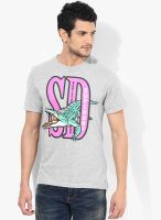 Superdry Grey Printed Round Neck T-Shirts