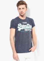 Superdry Navy Blue Printed Round Neck T-Shirt