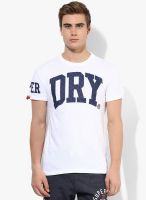 Superdry White Printed Round Neck T-Shirt