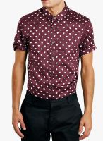 TOPMAN Maroon Solid Slim Fit Formal Shirt