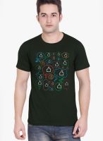 Tantra Green Printed Round Neck T-Shirts