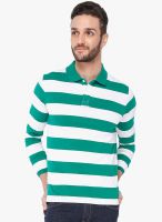 The Cotton Company Green Striped Polo T-Shirt