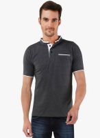 The Cotton Company Grey Solid Henley T-Shirt