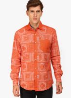 The Indian Garage Co. Printed Orange Casual Shirt