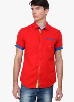 The Indian Garage Co. Red Slim Fit Casual Shirt