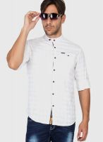 The Indian Garage Co. White Check Slim Fit Casual Shirt