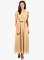 The Vanca Beige Colored Solid Maxi Dress