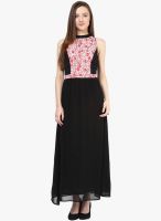 The Vanca Black Colored Printed Maxi Dress