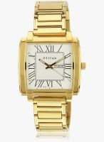 Titan 1586Ym01 Golden/Silver Analog Watch