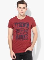 Tom Tailor Maroon Tom Tailor College Print T Shirt