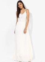 Tom Tailor White Colored Embroidered Maxi Dress