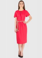 Tops And Tunics Red Colored Solid Shift Dress