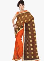 Triveni Sarees Brown Printed Saree