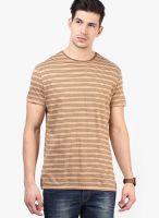 Tshirt Company Brown Striped Round Neck T-Shirts