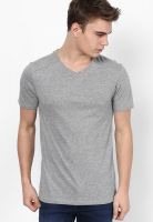 Tshirt Company Grey Solid V Neck T-Shirts