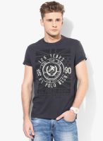 U.S. Polo Assn. Dark Grey Solid Round Neck T-Shirt