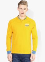 Ucla Yellow Solid Henley T- Shirt