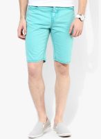 United Colors of Benetton Aqua Blue Regular Fit Shorts