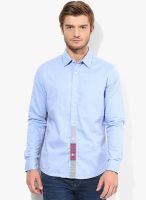 United Colors of Benetton Blue Solid Slim Fit Casual Shirt