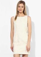 United Colors of Benetton Off White Embroidered Shift Dress