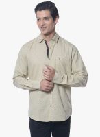 Upper Line Beige Printed Regular Fit Casual Shirt