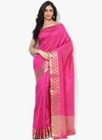 Urban Vastra Pink Solid Silk Blend Saree