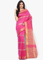 Urban Vastra Pink Striped Silk Blend Saree