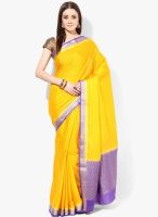 Urban Vastra Yellow Printed Crepe Saree