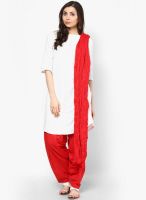 Vedic Red Printed Cotton Salwar & Dupatta