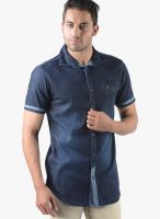 Vintage Blue Denim Slim Fit Casual Shirt