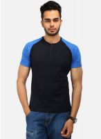 WYM Navy Blue Solid Henley T-Shirt