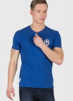 Wilkins & Tuscany Blue Solid Henley T-Shirts