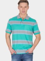 Wilkins & Tuscany Green Striped Polo T-Shirts