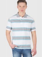 Wilkins & Tuscany White Striped Polo T-Shirts