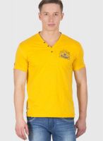 Wilkins & Tuscany Yellow Solid Henley T-Shirts