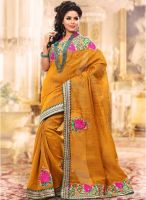 Xclusive Chhabra Mustard Yellow Embroidered Saree