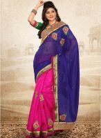 Xclusive Chhabra Navy Blue Embroidered Saree