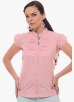 Yepme Short Sleeve Pleated Pink Shirts